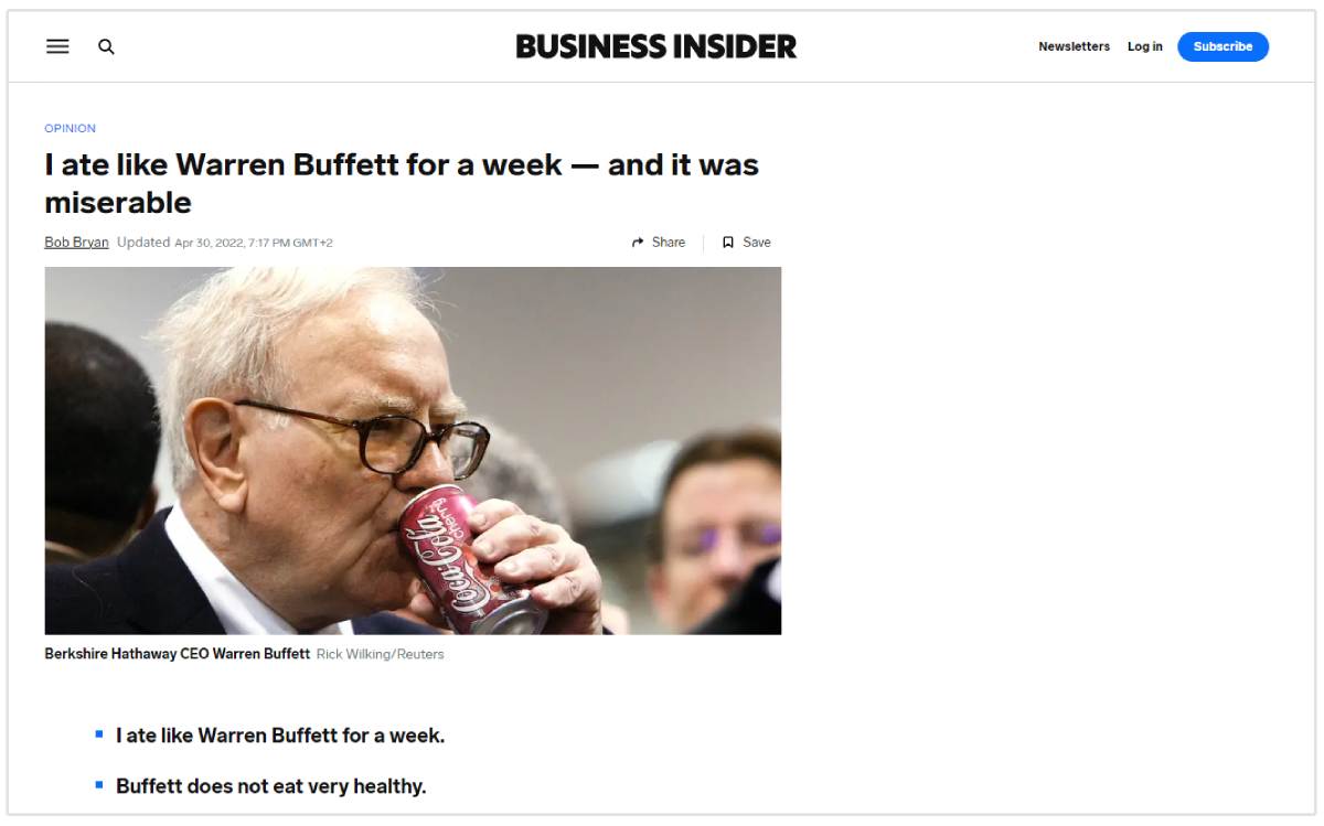 warren buffet diæt